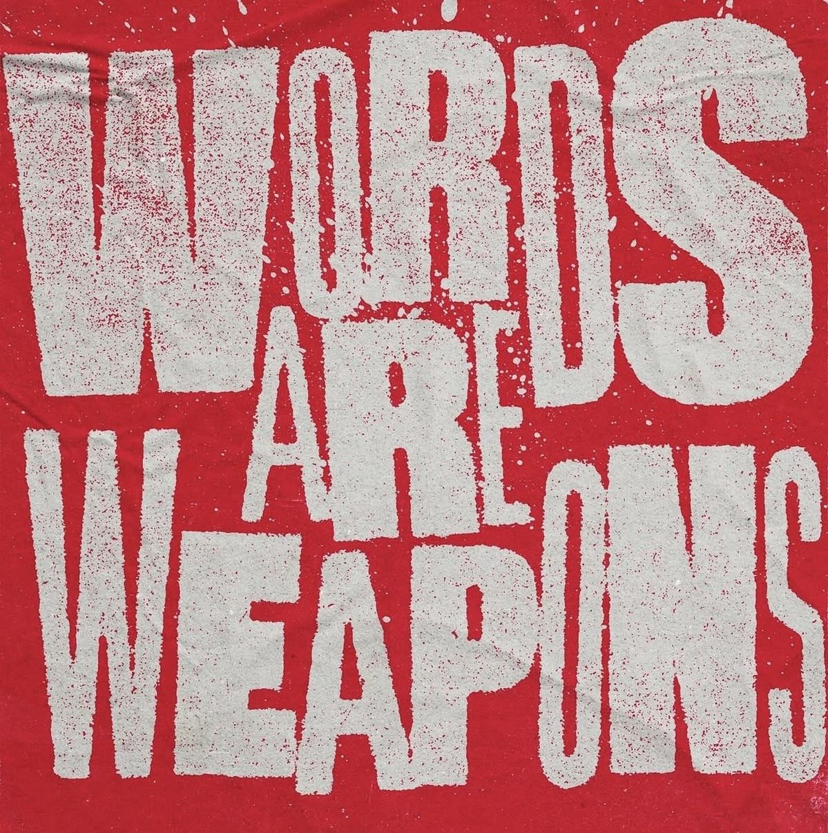 Distressed cream woodblock letterforms on a red ground