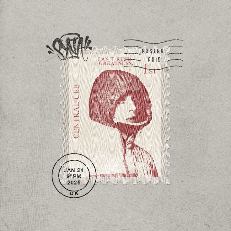 Postage stamp with postmark and signature on paper stock
