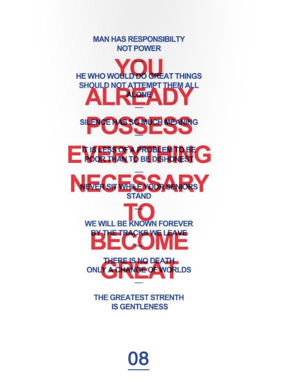 Red display type overlaid on smaller blue type